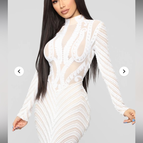 Fashion nova scaled to perfection white sequin gown xs - Picture 3 of 5